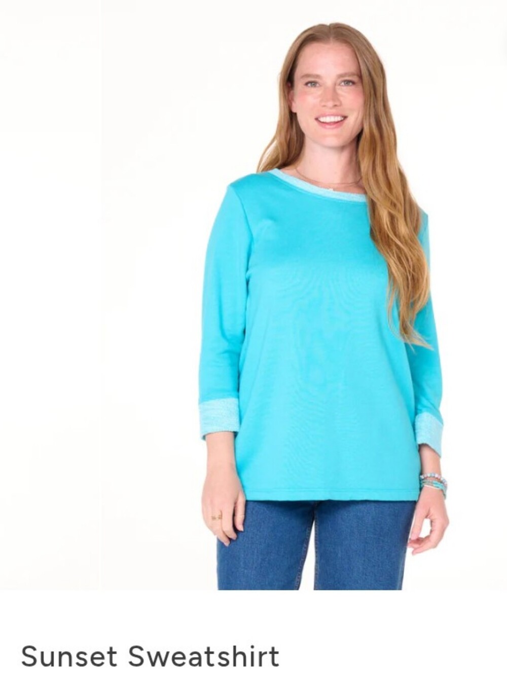 Fresh Produce Sunset Sweatshirt French Terry Ocean Blue Lagenlook Preppy Boho